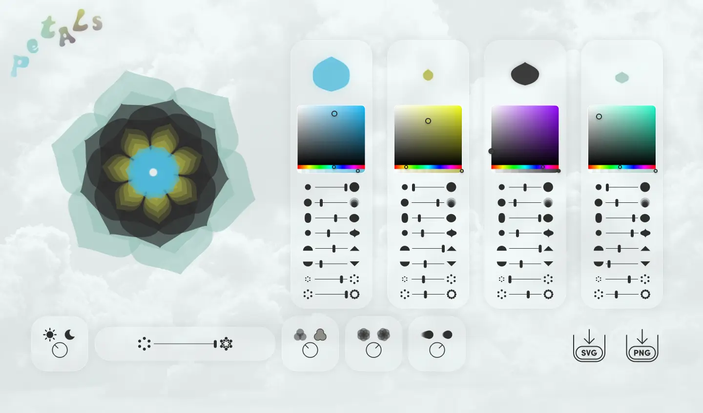 Image showing a website (called 'petals') design 